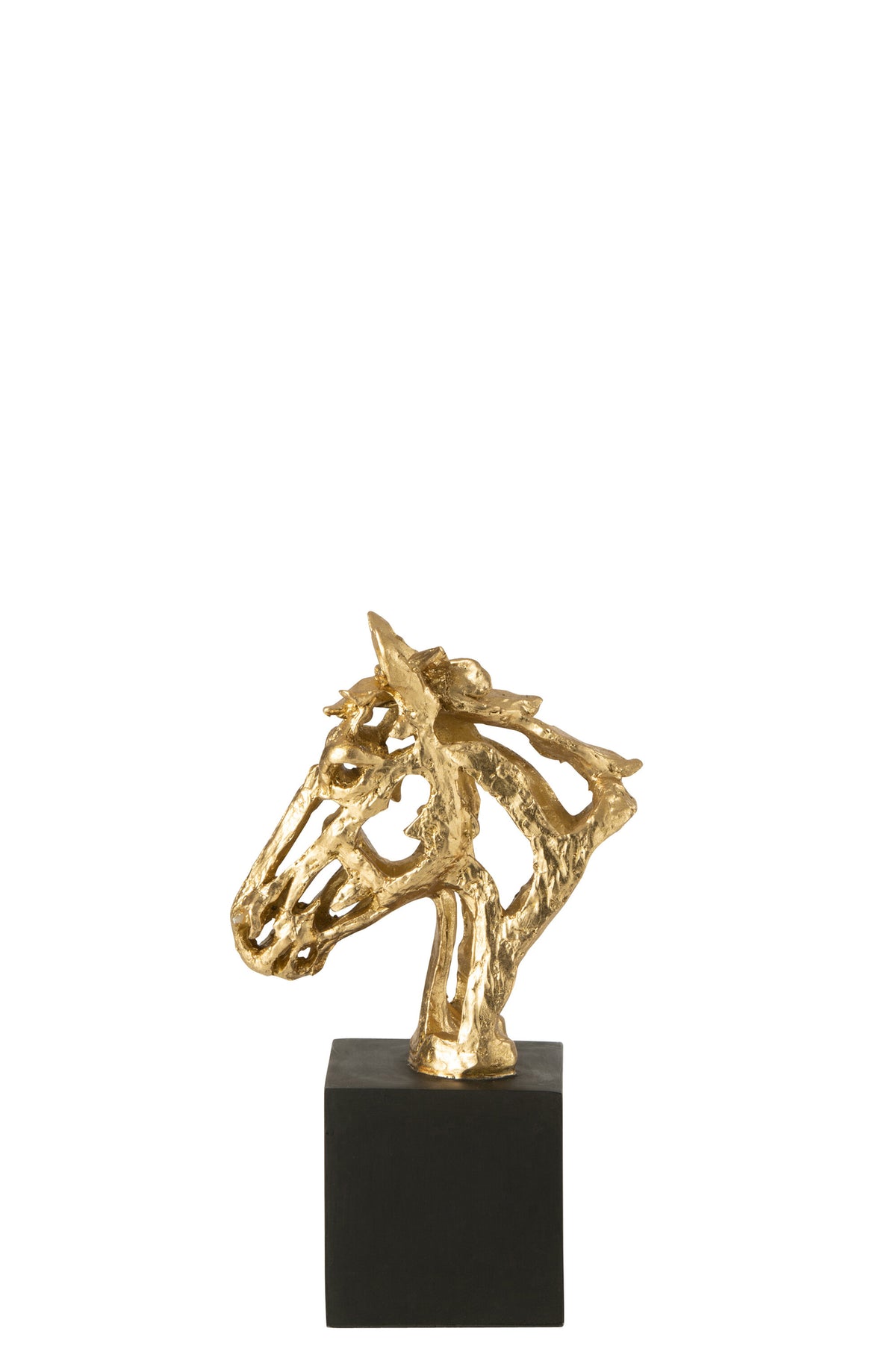 Horse On Base  Polyresin Gold Colored/Black Small