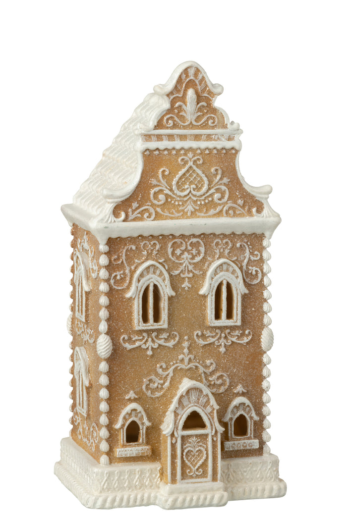 Gingerbread Led House Limepowder Beige/White