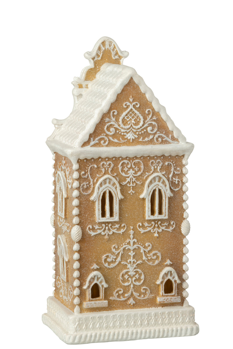 Gingerbread Led House Limepowder Beige/White