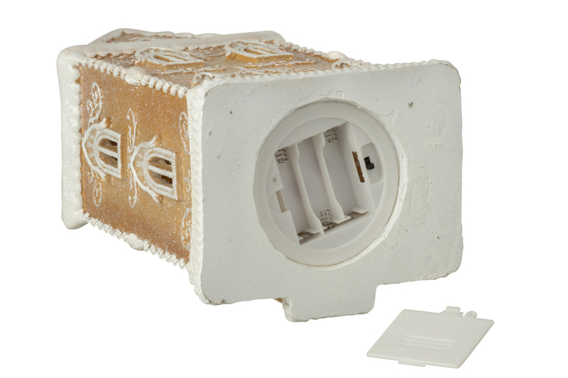 Gingerbread Led House Limepowder Beige/White