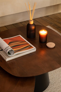 Set Of 2 Side Table Square Mango Wood Dark Brown/Black