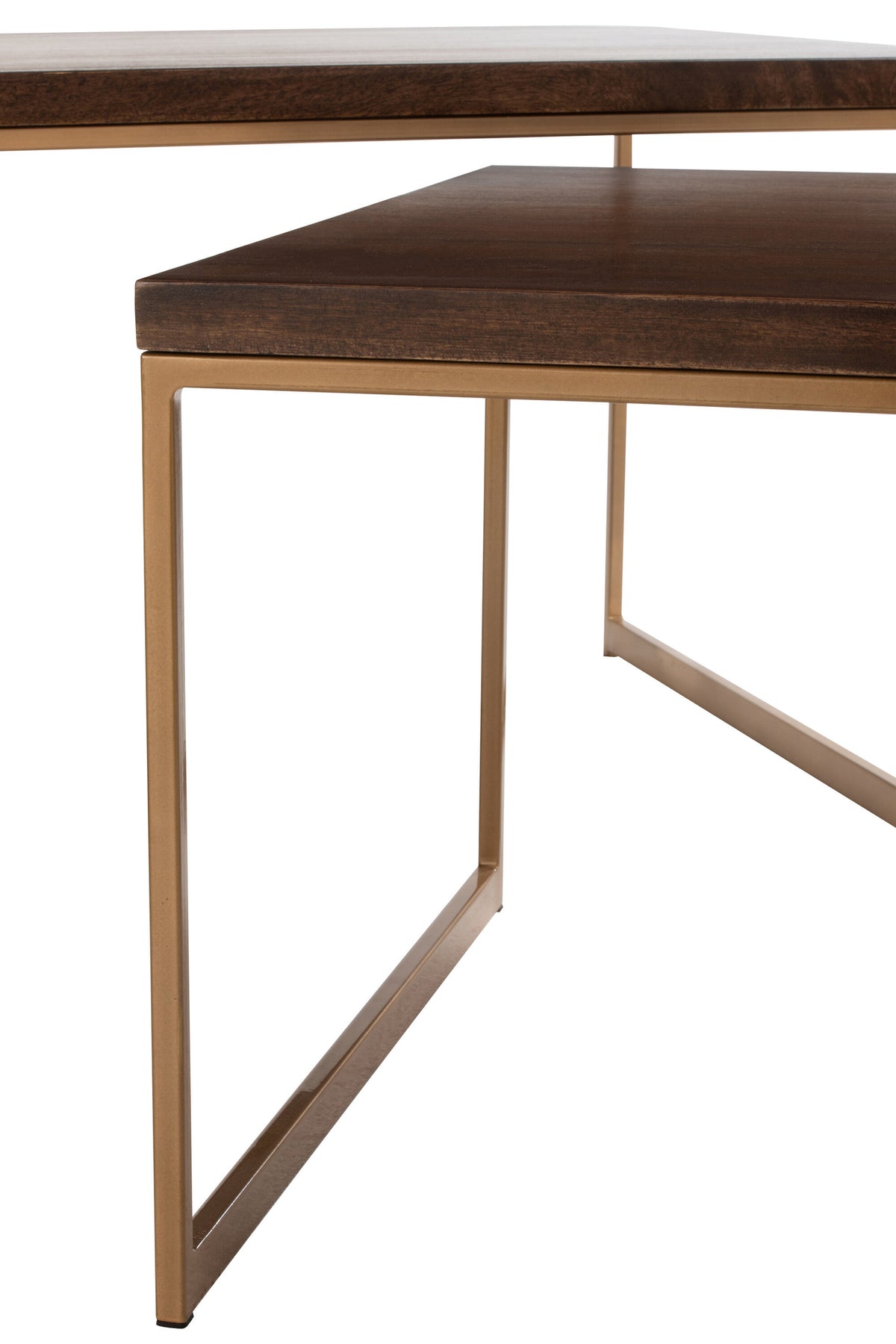 Coffee Table Rafi 3Parts Iron/Mango Wood Gold/Dark Brown