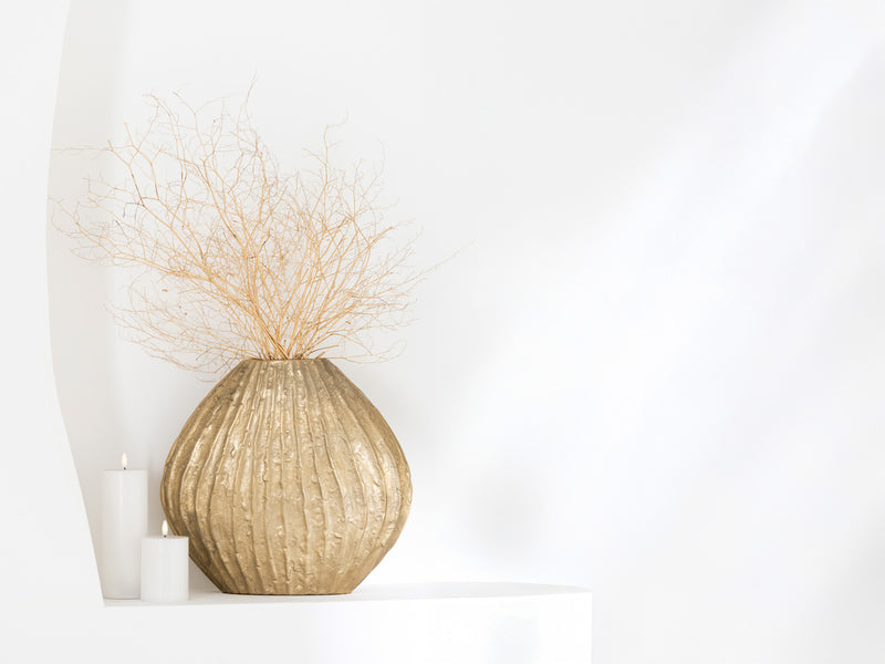 Vase Oval Aluminium Gold Colored