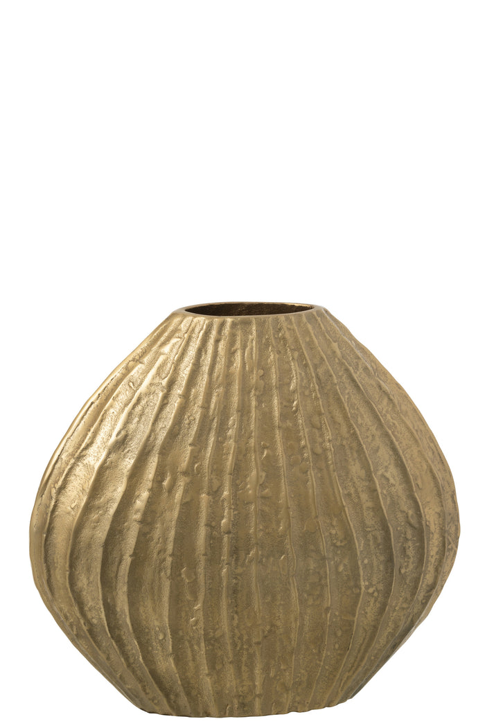 Vase Oval Aluminium Gold Colored