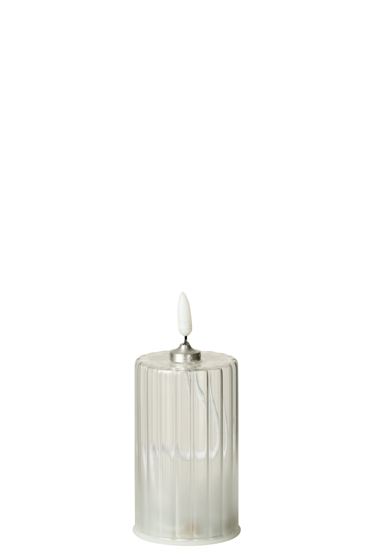 Led Candle Stripes Glass Transparent Small