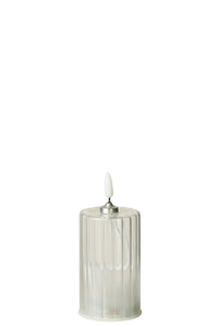 Led Candle Stripes Glass Transparent Small