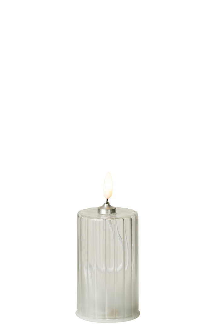 Led Candle Stripes Glass Transparent Small