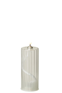 Led Candle Stripes Glass Transparent Medium