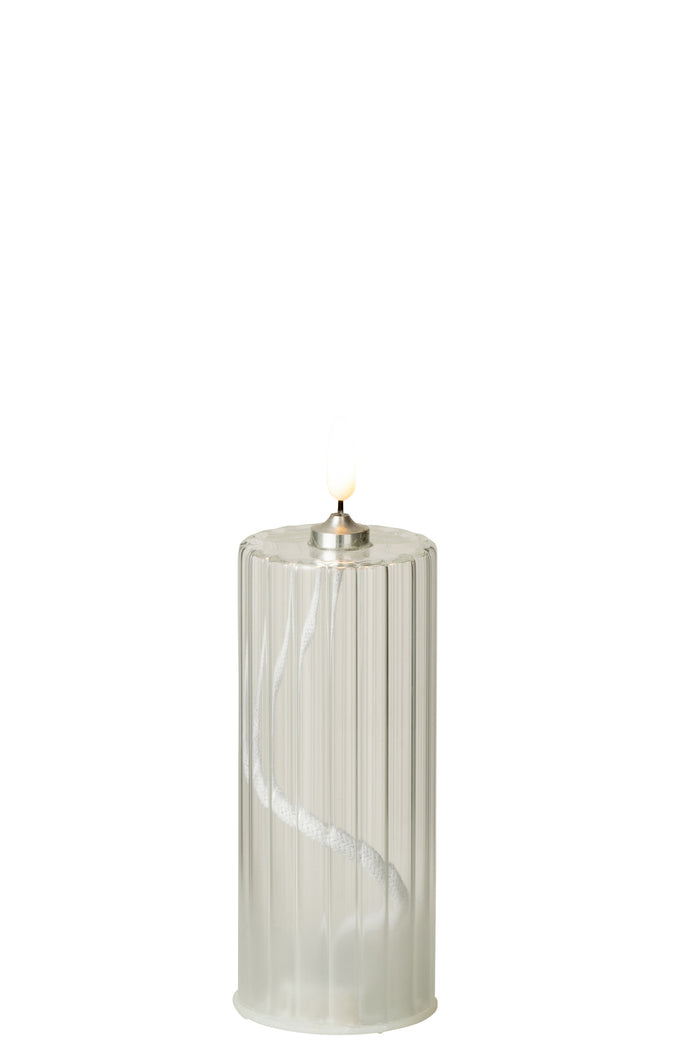 Led Candle Stripes Glass Transparent Medium