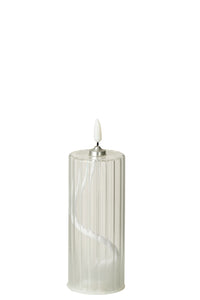 Led Candle Stripes Glass Transparent Medium