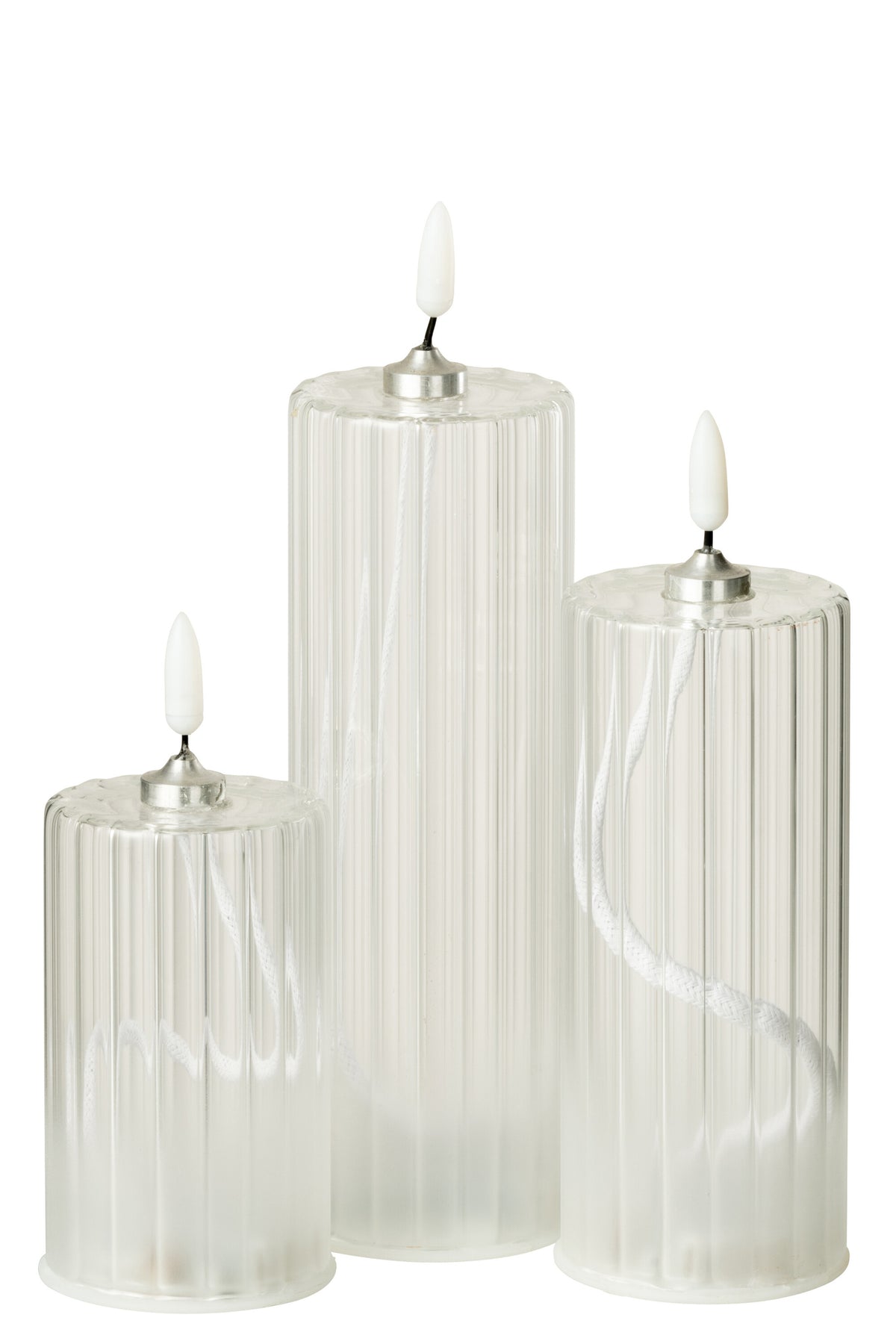 Led Candle Stripes Glass Transparent Large