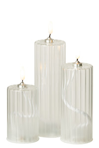 Led Candle Stripes Glass Transparent Large