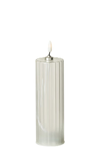 Led Candle Stripes Glass Transparent Large