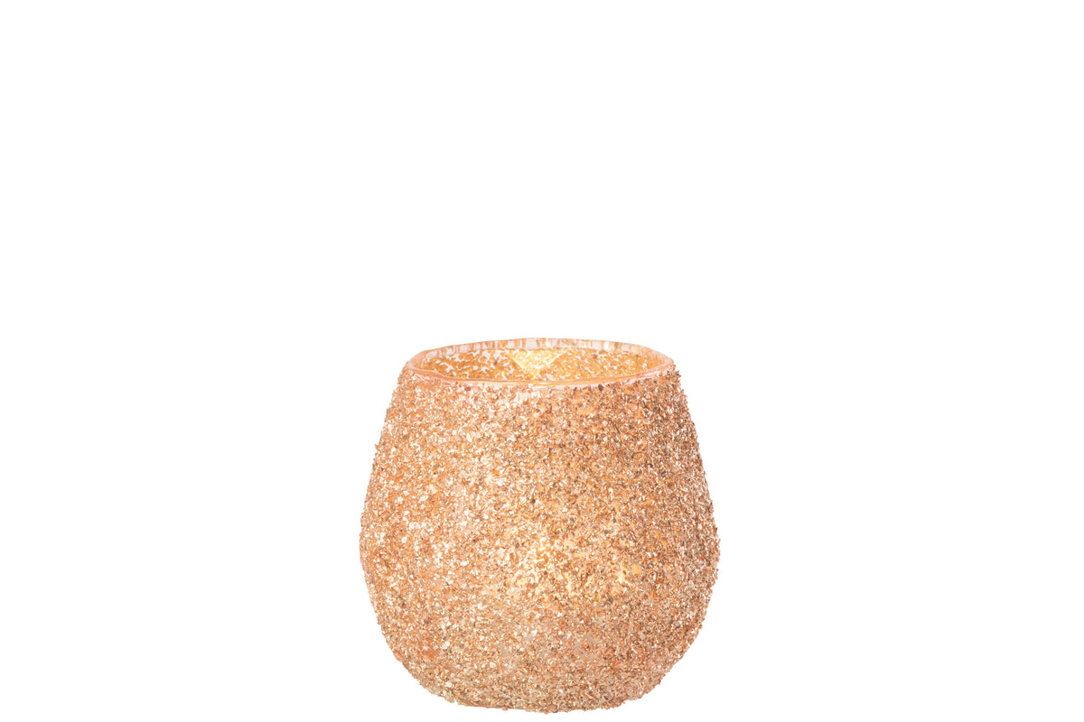 Tealight Holder Glass Peach Small