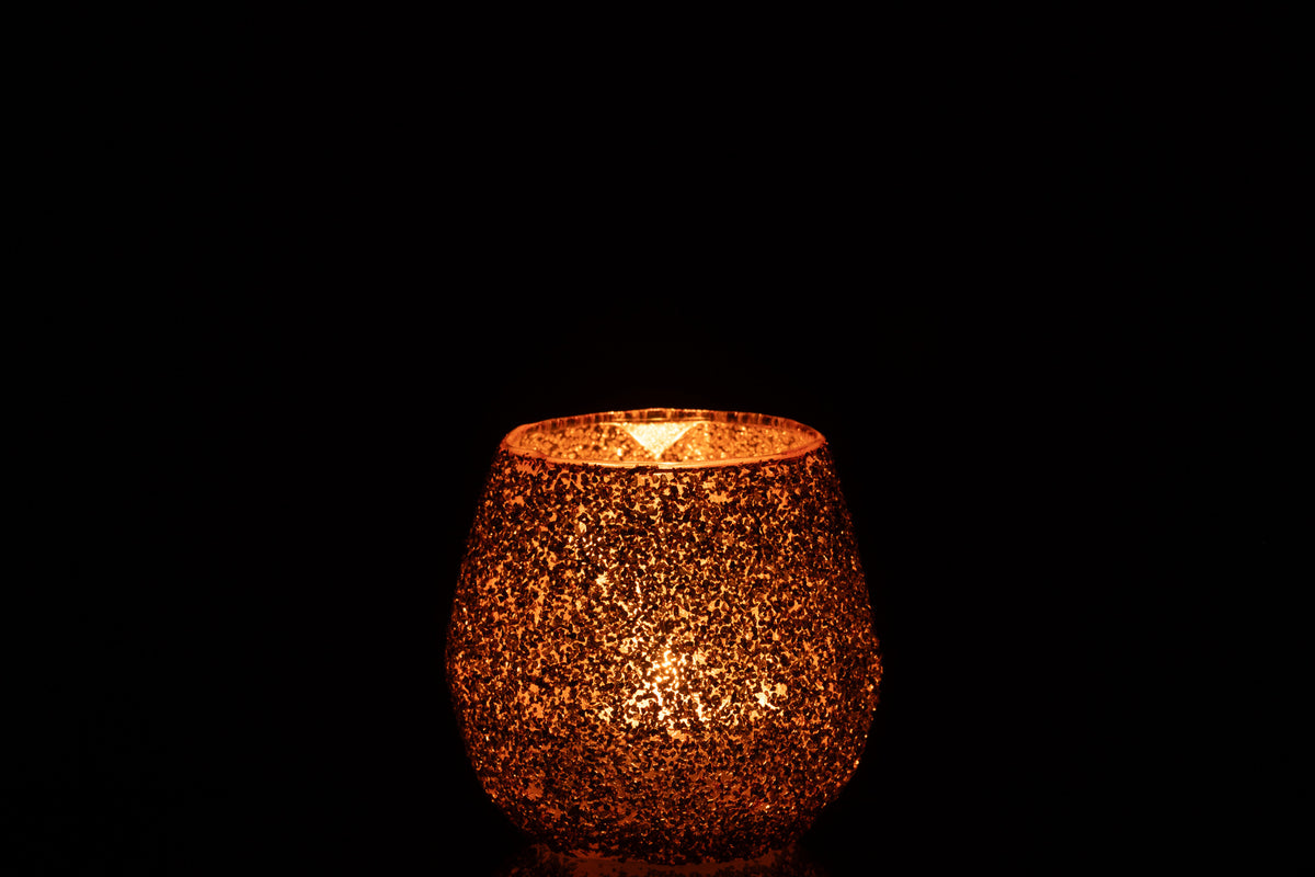 Tealight Holder Glass Peach Small