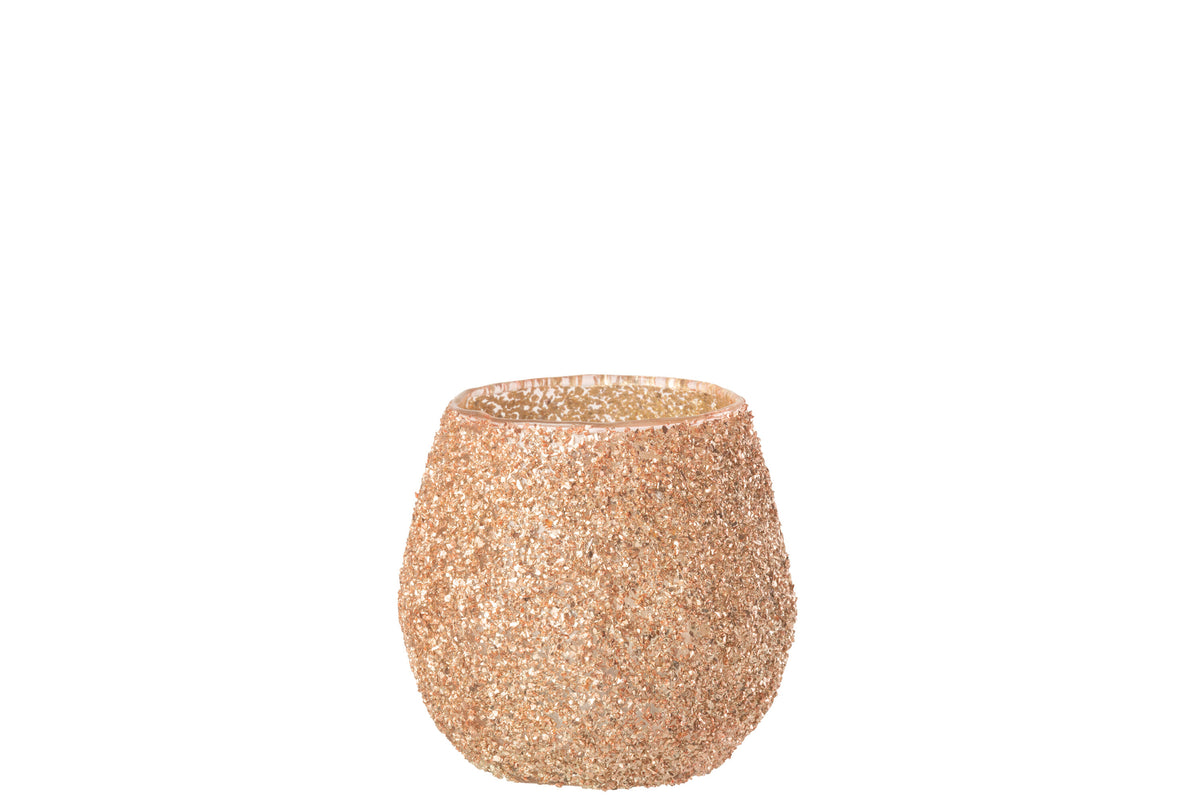 Tealight Holder Glass Peach Small