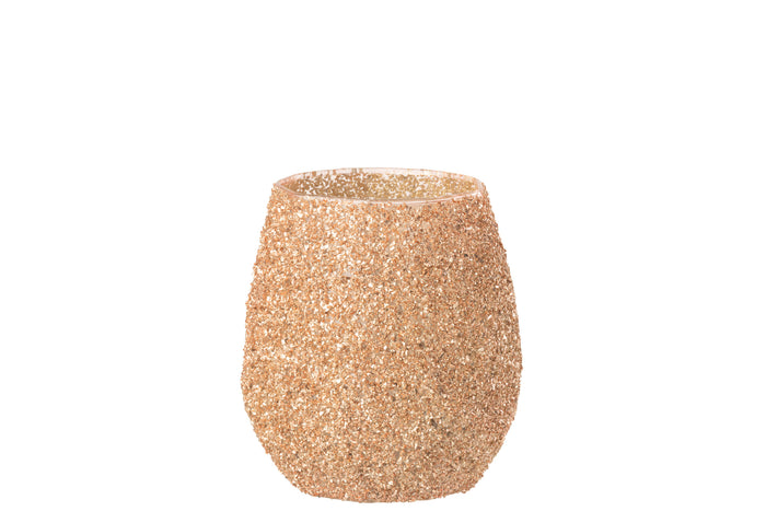 Tealight Holder Glass Peach Large