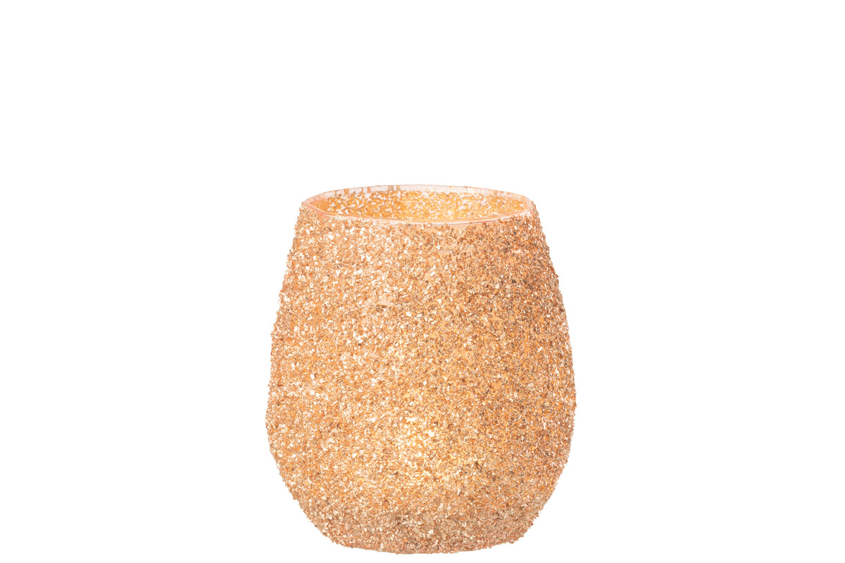 Tealight Holder Glass Peach Large