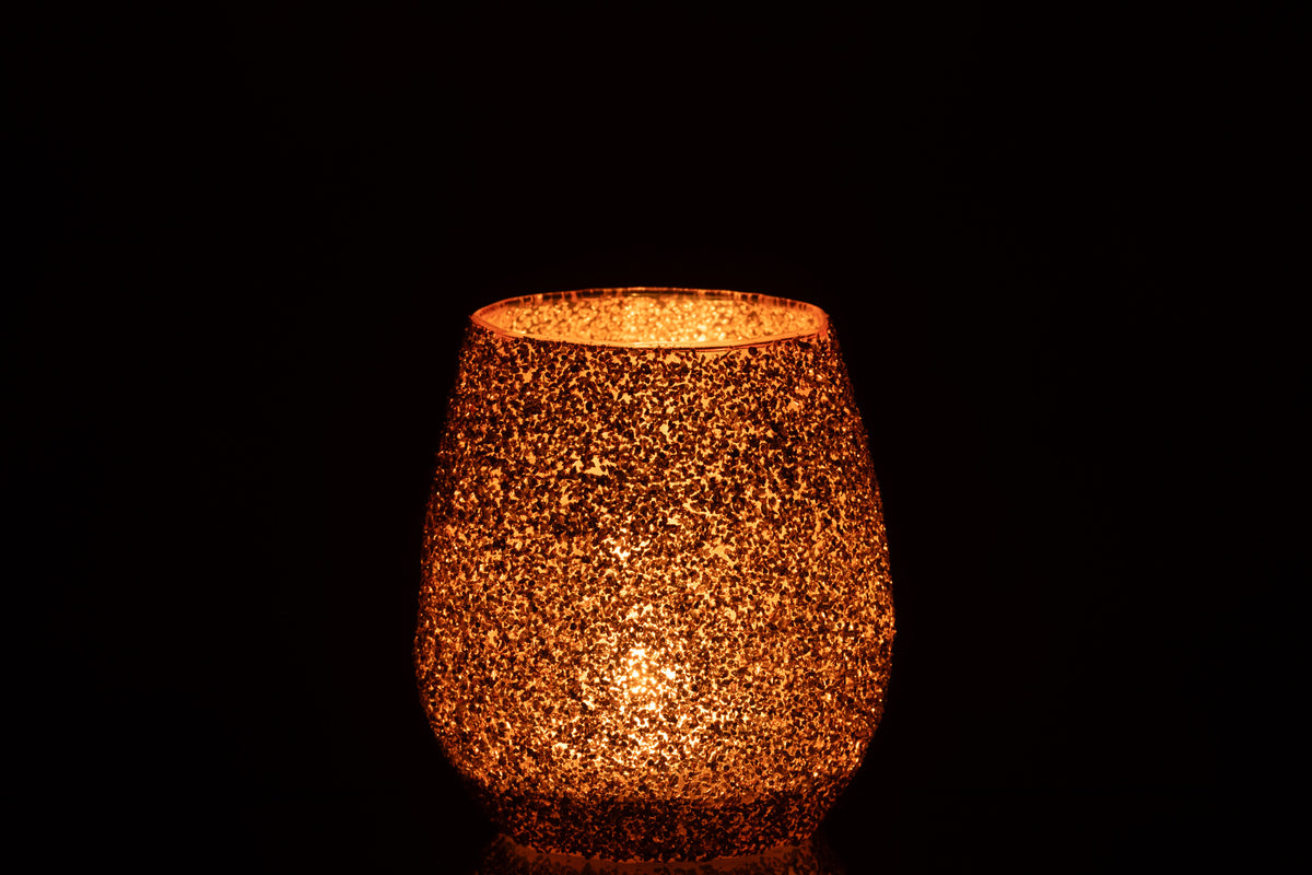 Tealight Holder Glass Peach Large