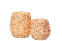 Tealight Holder Glass Peach Large