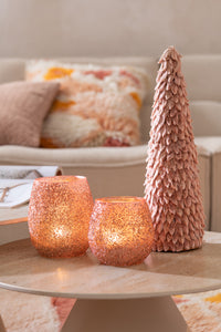 Tealight Holder Glass Peach Large