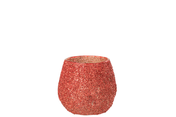 Tealight Holder Glass Christmas Red Small