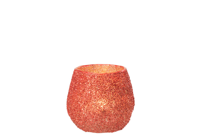Tealight Holder Glass Christmas Red Small