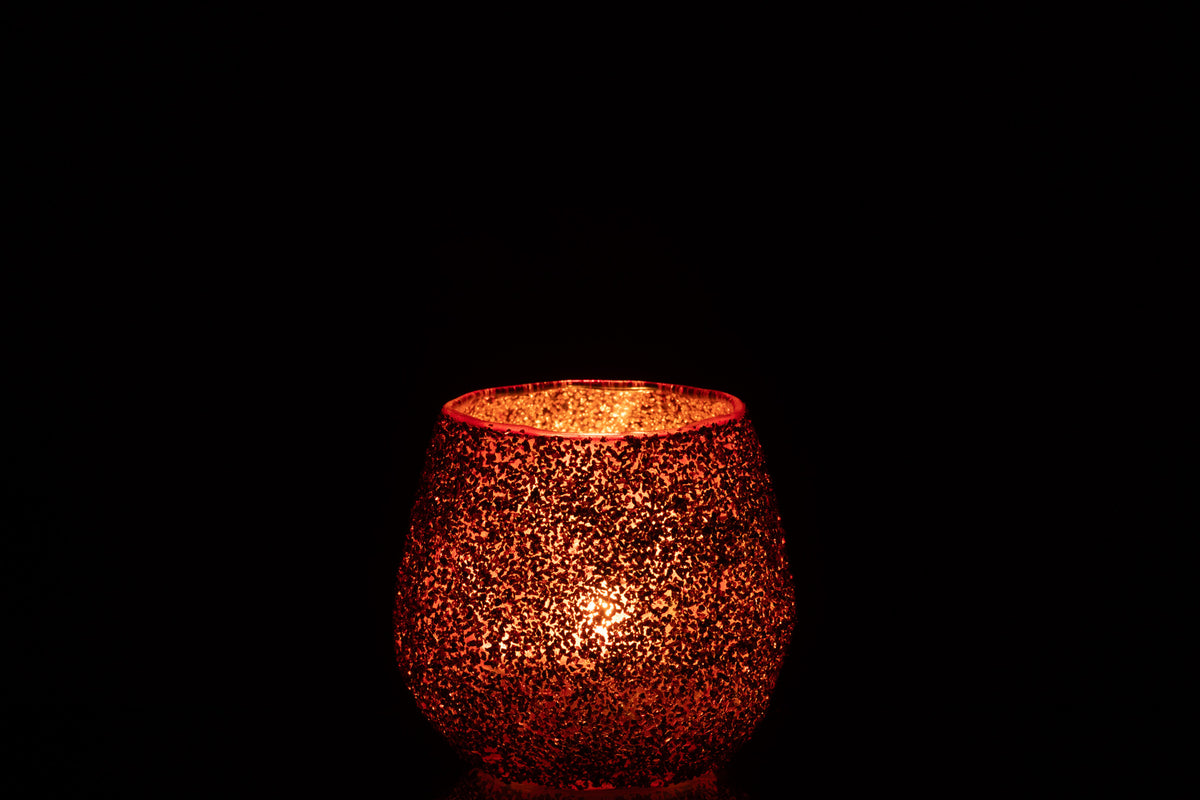 Tealight Holder Glass Christmas Red Small