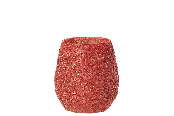 Tealight Holder Glass Christmas Red Large