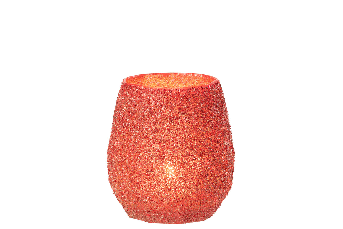 Tealight Holder Glass Christmas Red Large