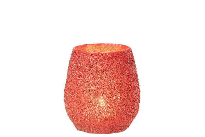 Tealight Holder Glass Christmas Red Large