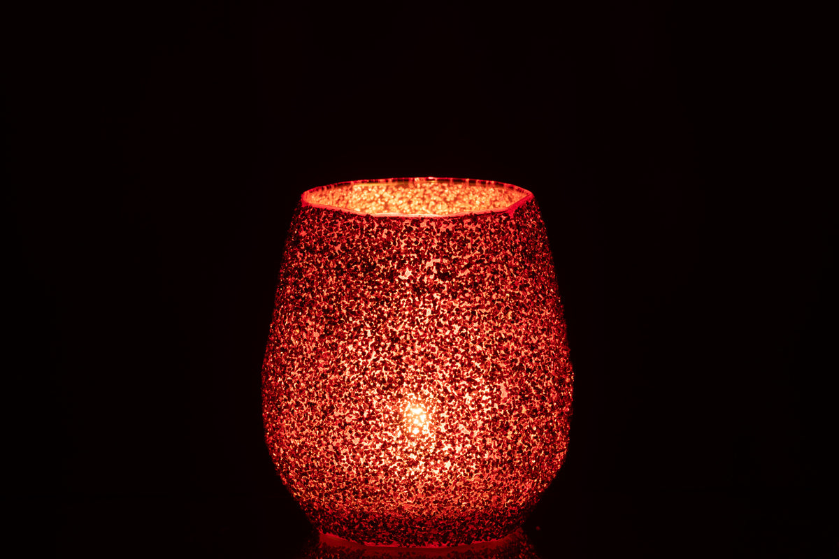 Tealight Holder Glass Christmas Red Large