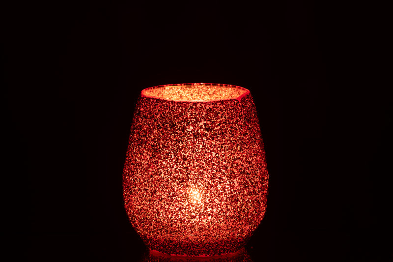 Tealight Holder Glass Christmas Red Large
