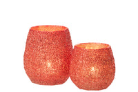 Tealight Holder Glass Christmas Red Large
