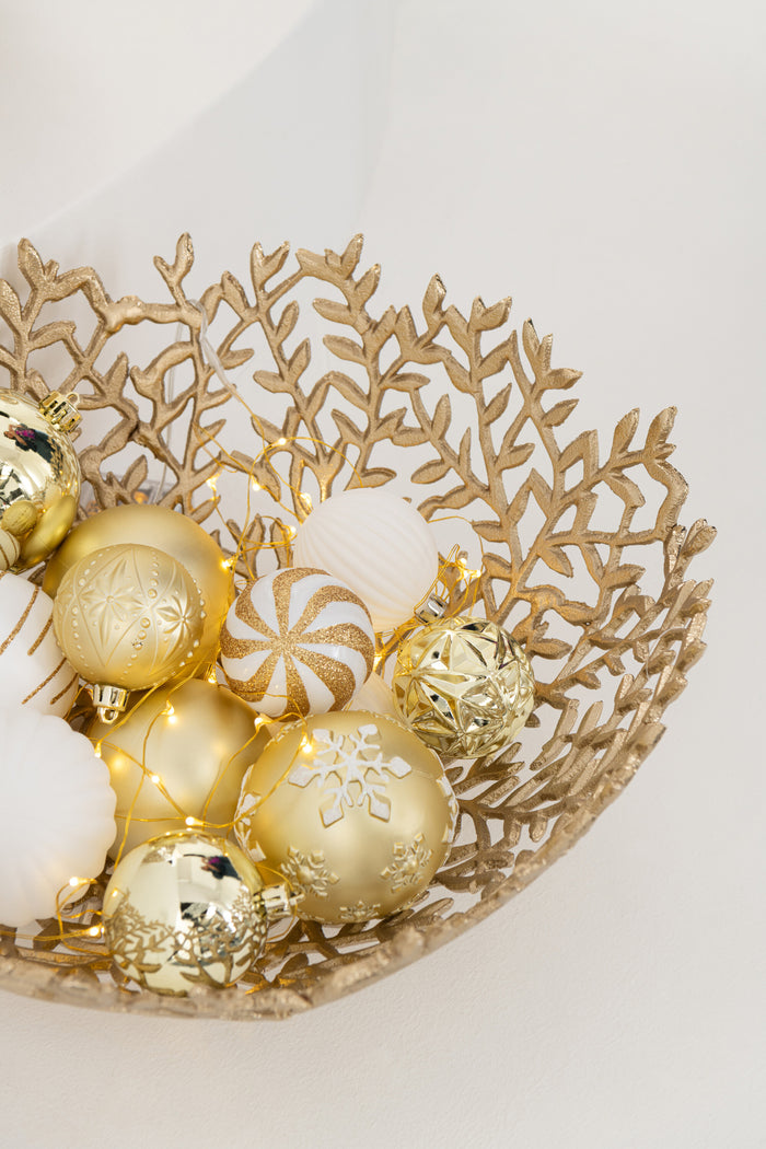 Decorative Bowl Leaf Aluminium Gold Colored Small