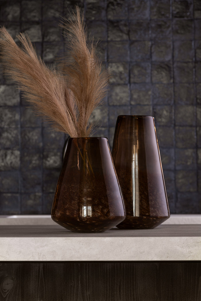 Vase Cone Glass Dark Brown Small