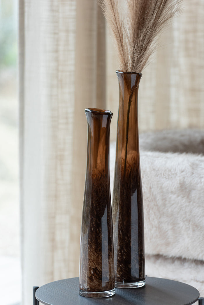 Vase Cylinder Glass Dark Brown Small