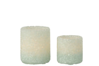 Set Of 2 Tealight Holder Stone Glass White