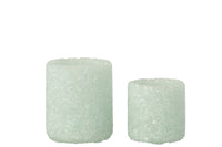 Set Of 2 Tealight Holder Stone Glass White