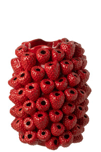Vase Berry Relief Clay Christmas Red