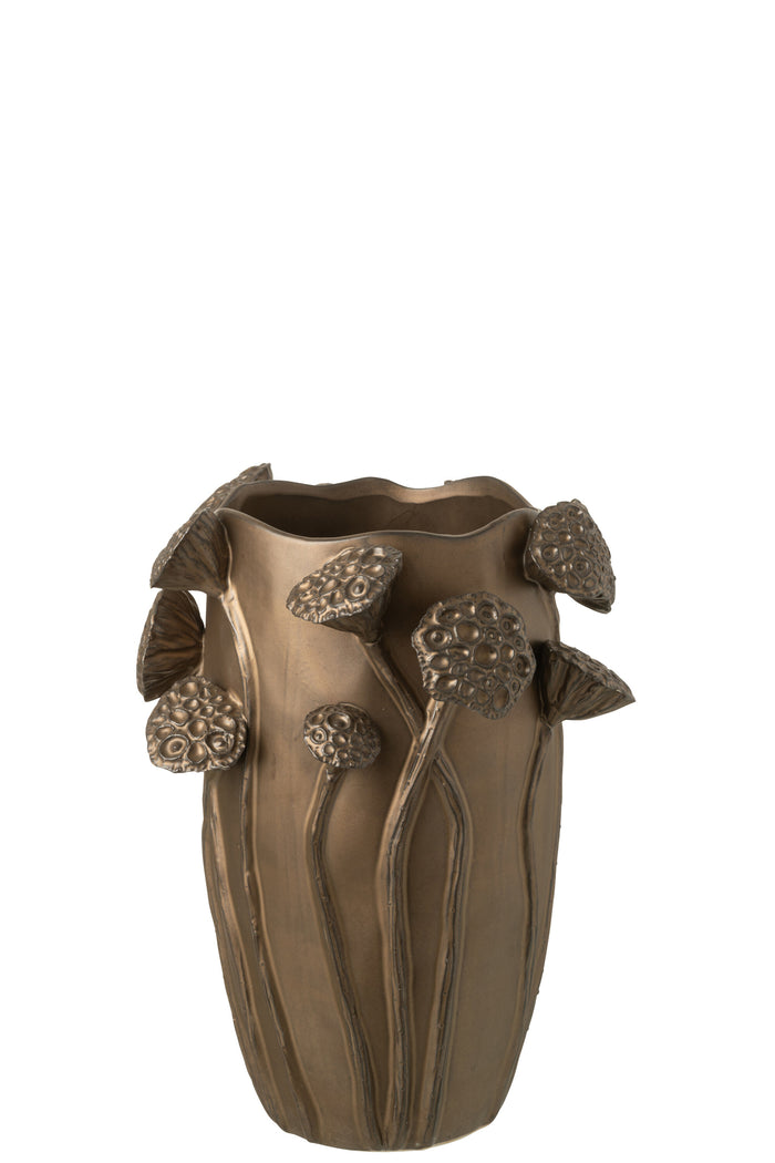 Vase Lotus Pod Clay Copper Colored Small