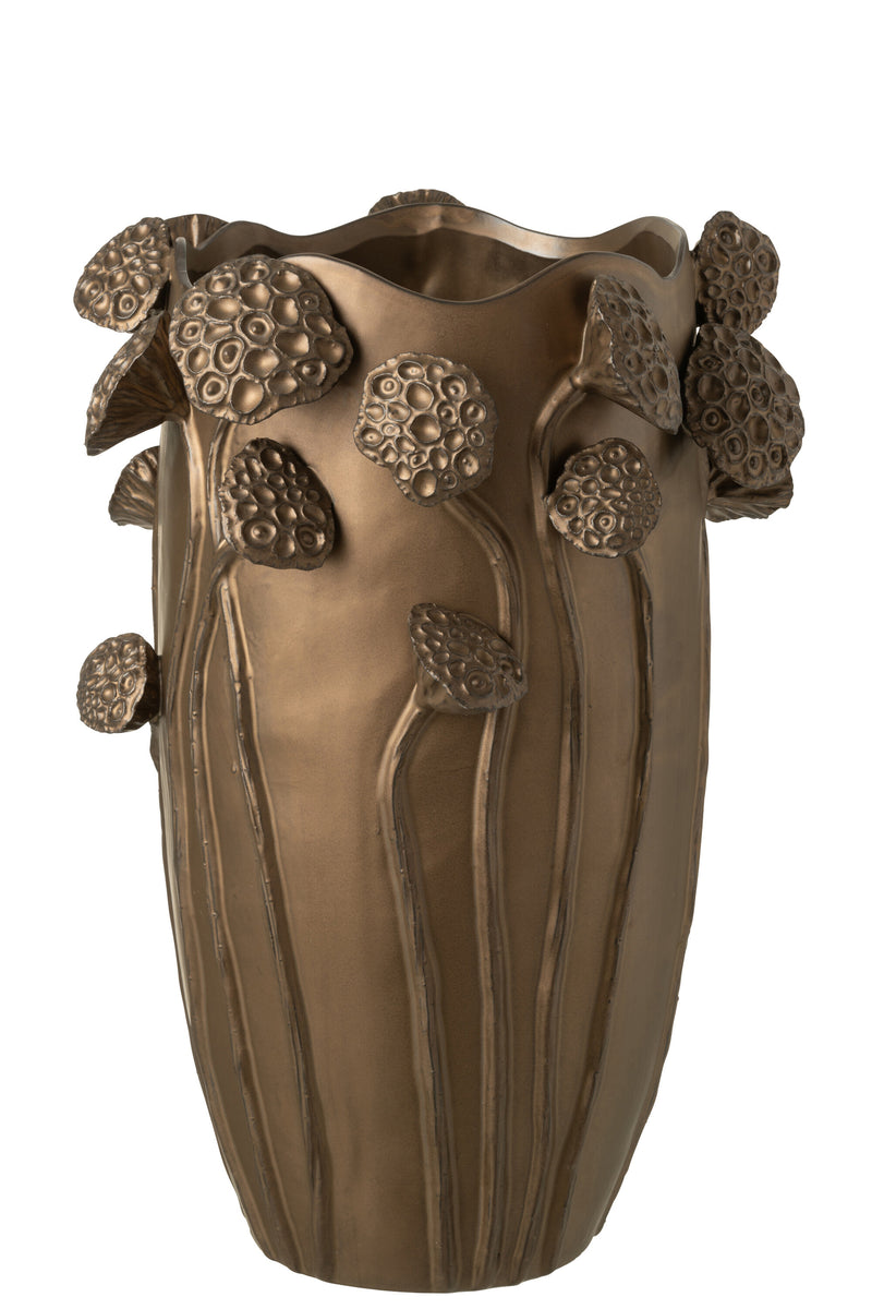 Vase Lotus Pod Clay Copper Colored Large