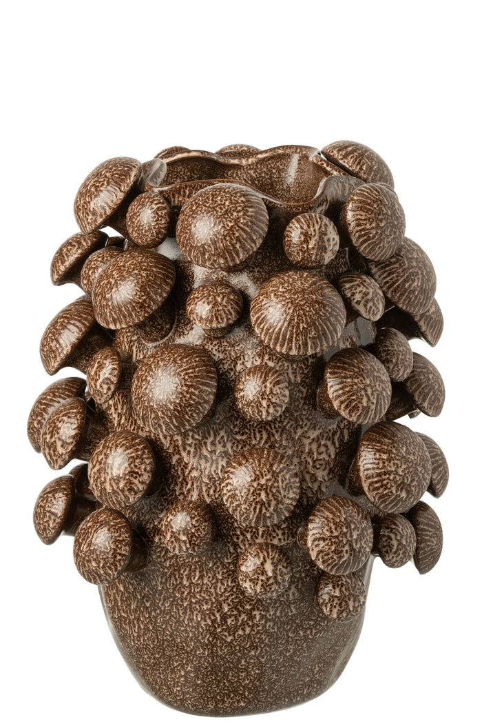 Vase Fungi Clay Brown Large