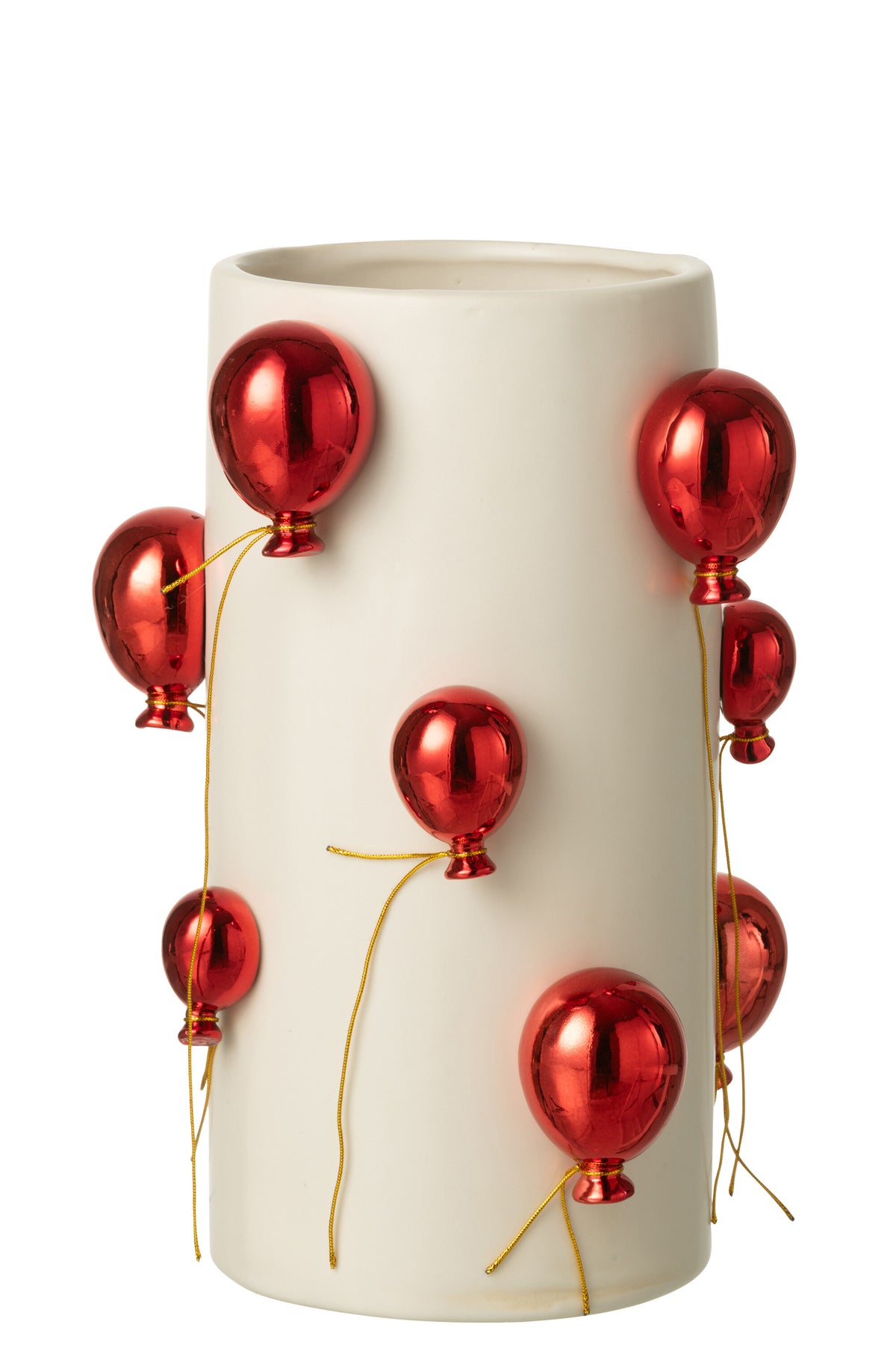 Vase Balloon Ceramic White/Christmas Red Large