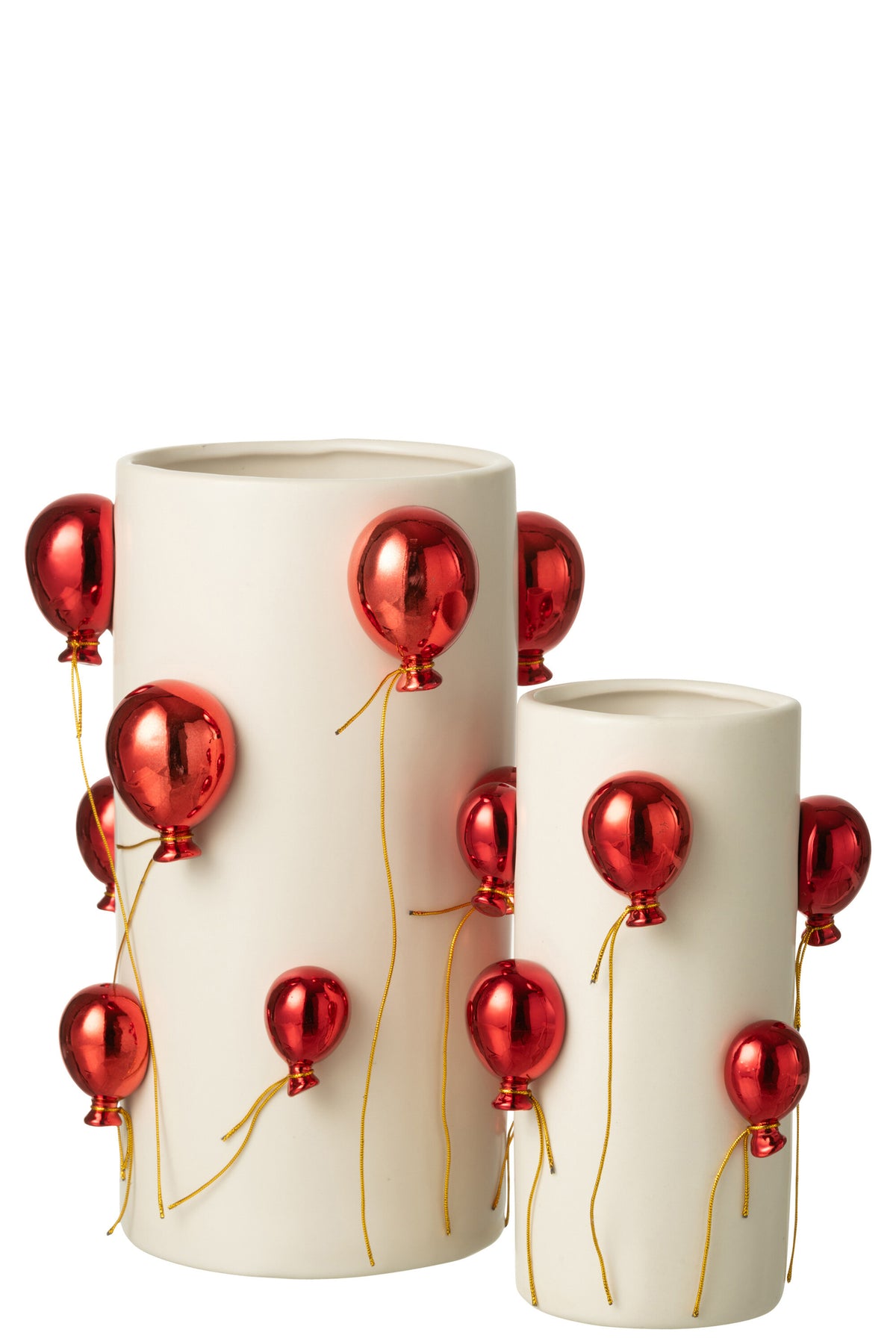 Vase Balloon Ceramic White/Christmas Red Large