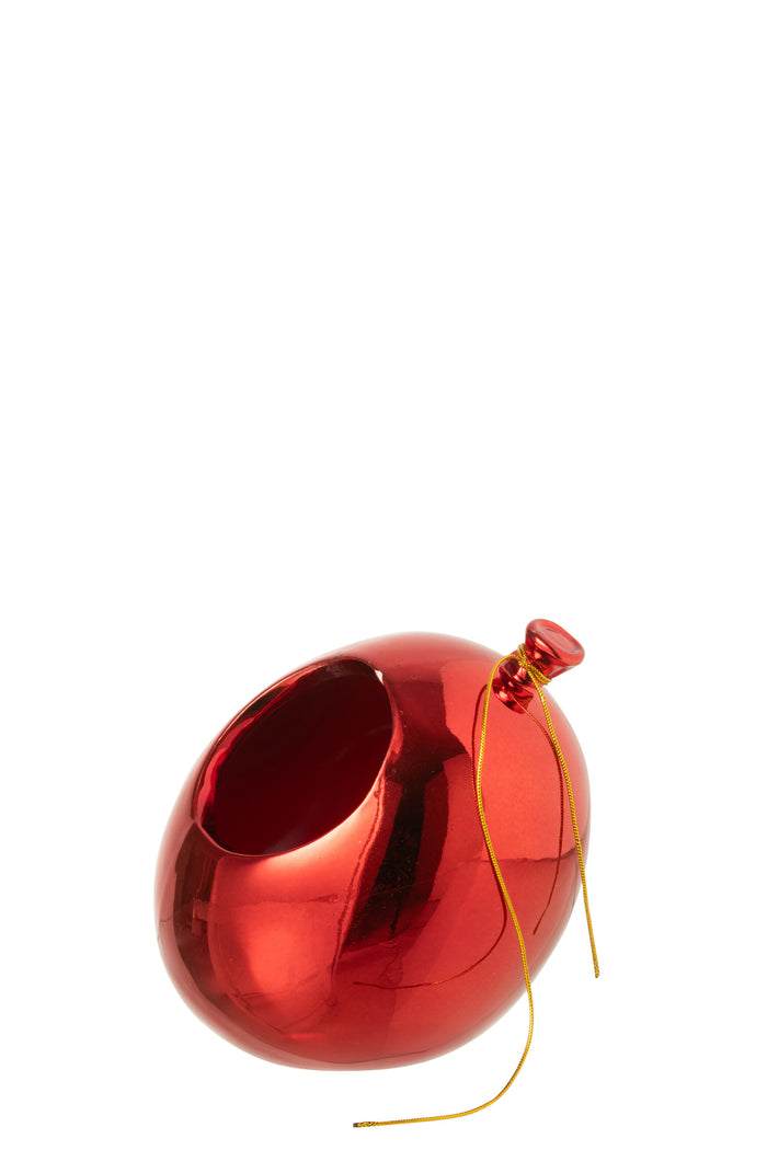 Flowerpot Balloon Ceramic Christmas Red Small