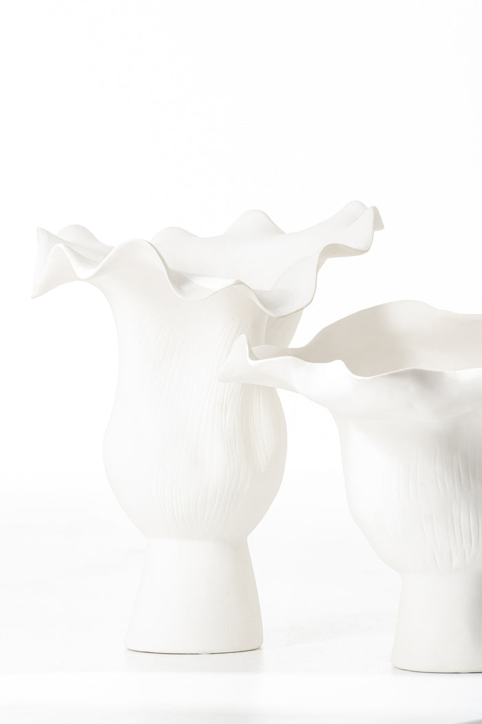 Vase Narrow Helix Irregular Ceramic White