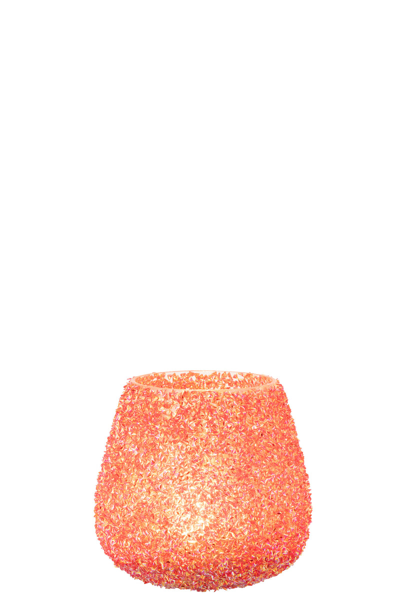 Candle Holder Beads Glass Dark Orange Medium