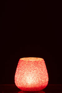 Candle Holder Beads Glass Dark Orange Medium