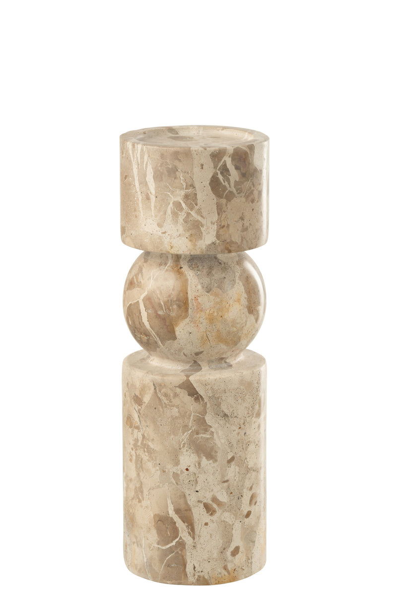 Candle Holder Marble Beige Large